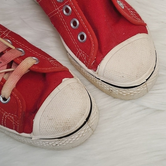 Vintage 1960s 1970s CONVERSE FASTBREAK Red Canvas Low Top Onestar Sneakers Sz 1 - Picture 3 of 17